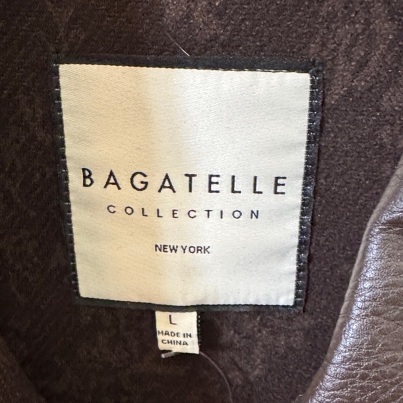 NWT Bagatelle Women's Dark Brown Jacquard Jacket with a Faux Leather Collar - Picture 9 of 14